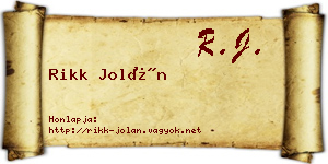 Rikk Jolán névjegykártya
